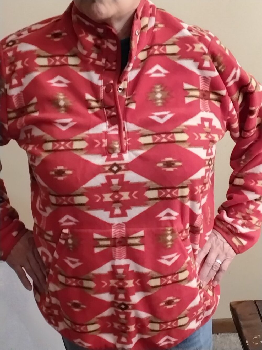 Wrangler Women's Southwestern Aztec Quarter-Snap Fleece Pullover XXL